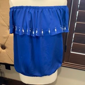 Michael Michael Kors Beaded Off the Shoulder Gathered Bottom